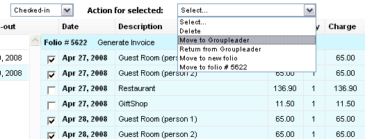 Ability to transfer charges between folios and to Goupleader